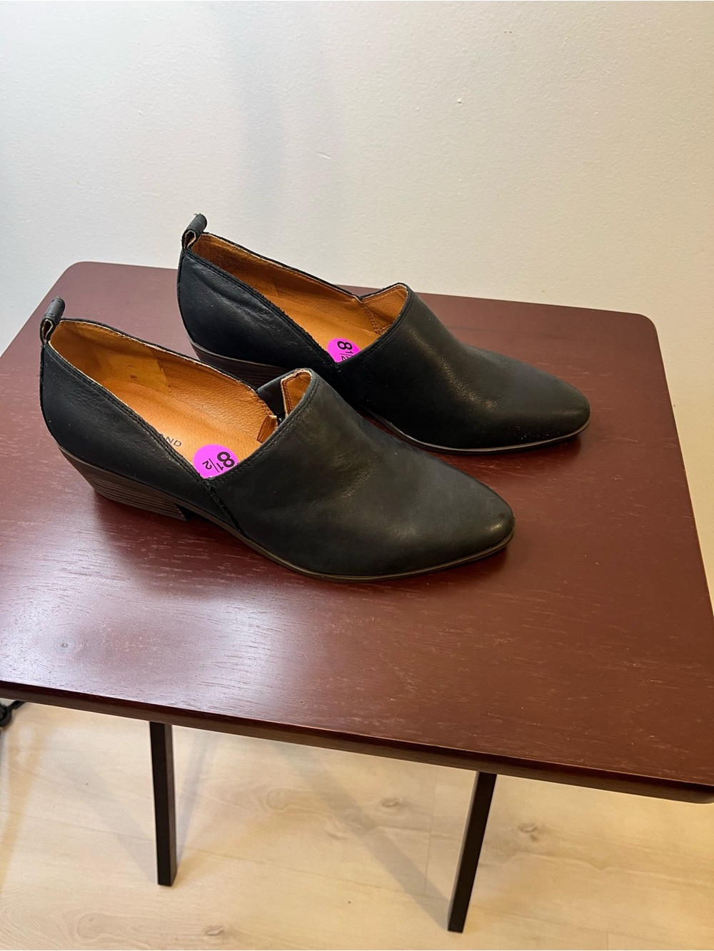 Lucky Brand Morriah Black Leather Slip-On Pointed Toe Loafers Shootie Sz 8.5 NWT